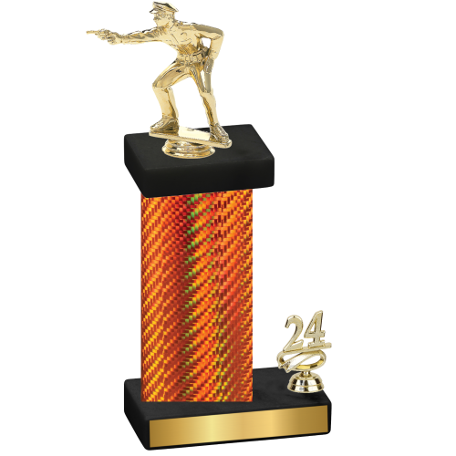 Accented Single Orange Carbon Fiber Year Shooter Trophy