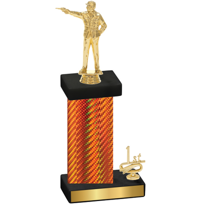 Accented Single Orange Carbon Fiber First Place Shooter Trophy
