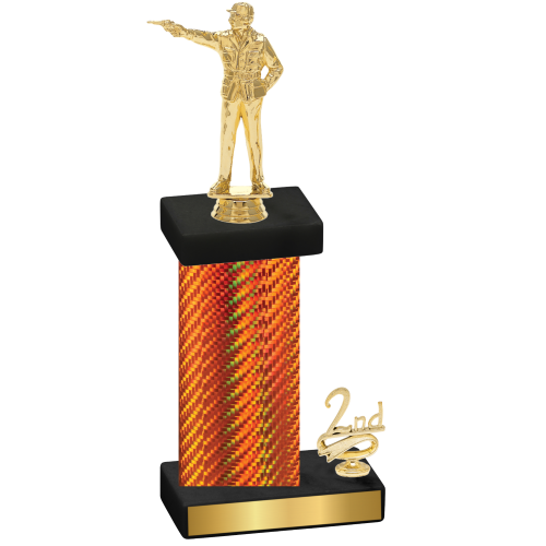 Accented Single Orange Carbon Fiber Second Place Shooter Trophy