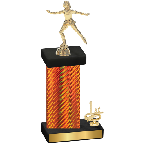 Accented Single Orange Carbon Fiber First Place Skater Trophy