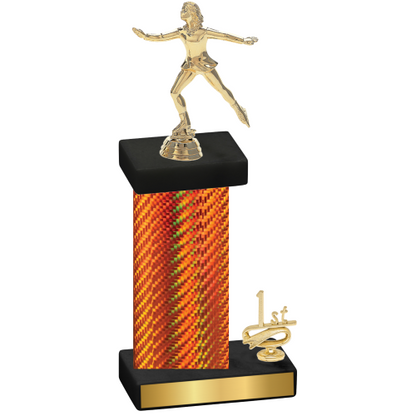 Accented Single Orange Carbon Fiber First Place Skater Trophy