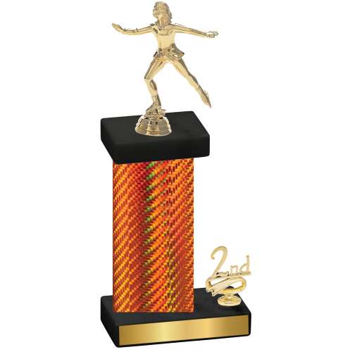 Accented Single Orange Carbon Fiber Second Place Skater Trophy