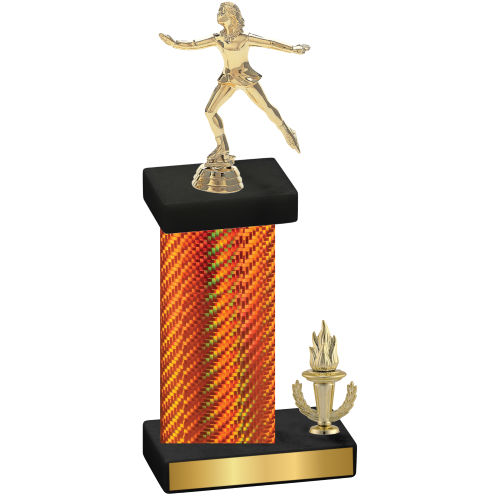 Accented Single Orange Carbon Fiber Victory Skater Trophy