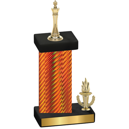 Accented Single Orange Carbon Fiber Victory Chess Trophy