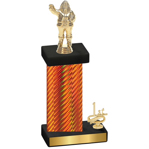 Accented Single Orange Carbon Fiber First Place Holiday Trophy