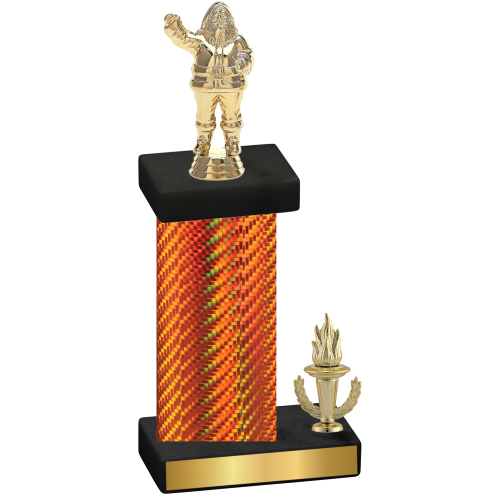 Accented Single Orange Carbon Fiber Victory Holiday Trophy