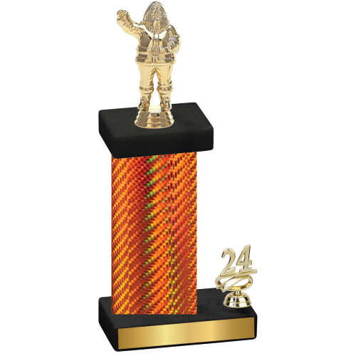 Accented Single Orange Carbon Fiber Year Holiday Trophy