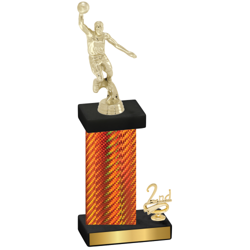 Accented Single Orange Carbon Fiber Second Place Basketball Trophy