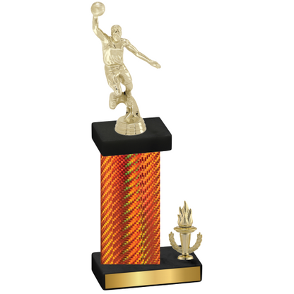 Accented Single Orange Carbon Fiber Victory Basketball Trophy