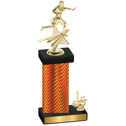 Accented Single Orange Carbon Fiber First Place Flag Football Trophy