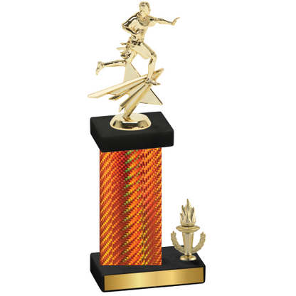 Accented Single Orange Carbon Fiber Victory Flag Football Trophy