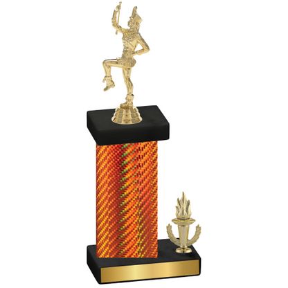 Accented Single Orange Carbon Fiber Victory Majorette Trophy