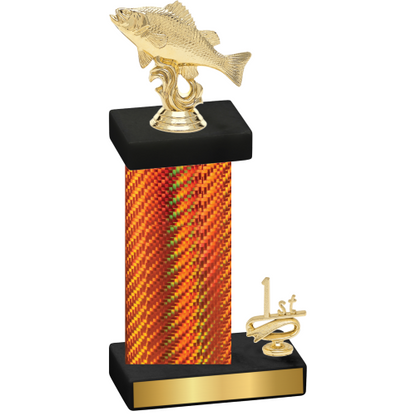 Accented Single Orange Carbon Fiber First Place Fishing Trophy