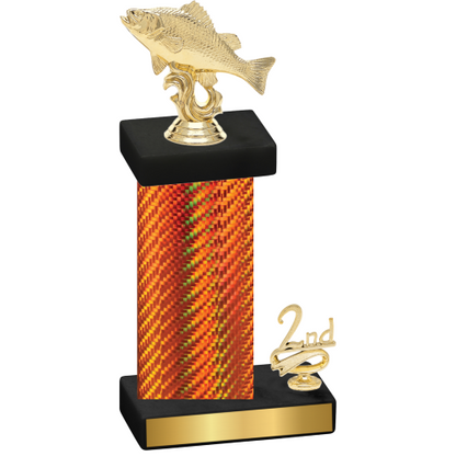 Accented Single Orange Carbon Fiber Second Place Fishing Trophy