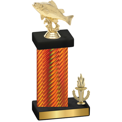 Accented Single Orange Carbon Fiber Victory Fishing Trophy