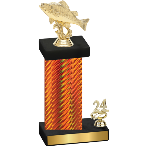 Accented Single Orange Carbon Fiber Year Fishing Trophy