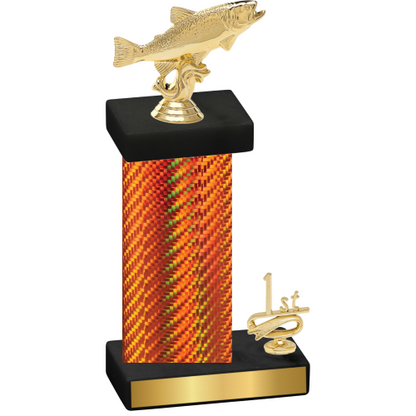 Accented Single Orange Carbon Fiber First Place Fishing Trophy