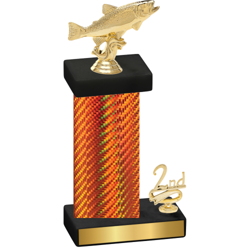 Accented Single Orange Carbon Fiber Second Place Fishing Trophy