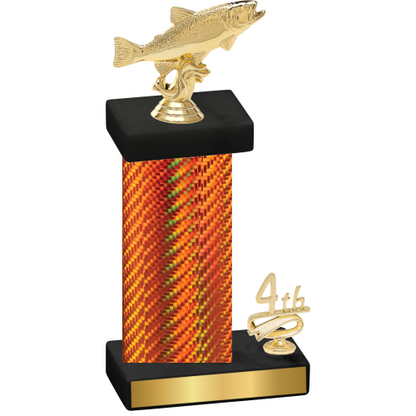 Accented Single Orange Carbon Fiber Fourth Place Fishing Trophy