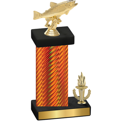 Accented Single Orange Carbon Fiber Victory Fishing Trophy