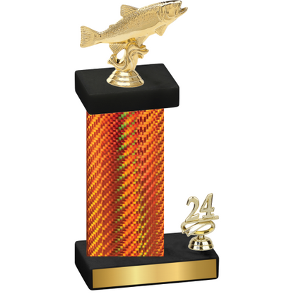 Accented Single Orange Carbon Fiber Year Fishing Trophy