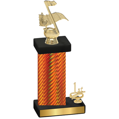 Accented Single Orange Carbon Fiber First Place Music Trophy