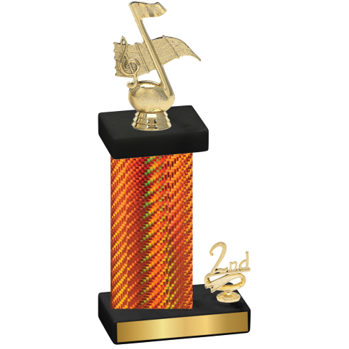 Accented Single Orange Carbon Fiber Second Place Music Trophy