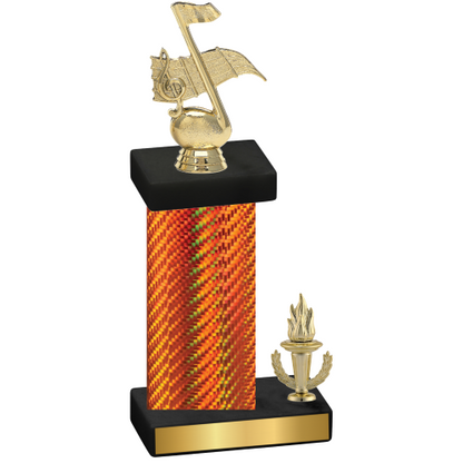 Accented Single Orange Carbon Fiber Victory Music Trophy