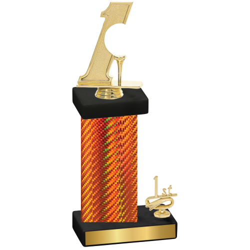 Accented Single Orange Carbon Fiber First Place Golf Trophy