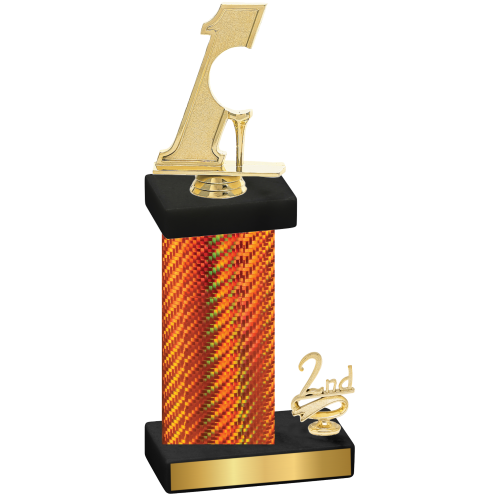 Accented Single Orange Carbon Fiber Second Place Golf Trophy