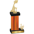 Accented Single Orange Carbon Fiber Third Place Golf Trophy