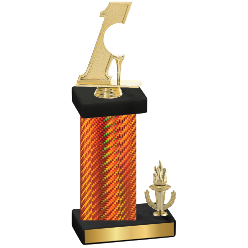 Accented Single Orange Carbon Fiber Victory Golf Trophy