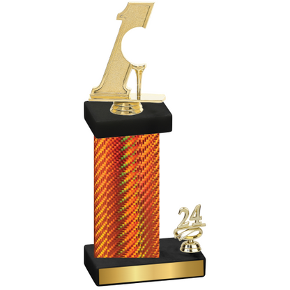 Accented Single Orange Carbon Fiber Year Golf Trophy