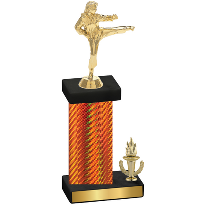 Accented Single Orange Carbon Fiber Victory Karate Trophy