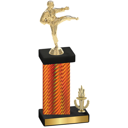 Accented Single Orange Carbon Fiber Victory Karate Trophy