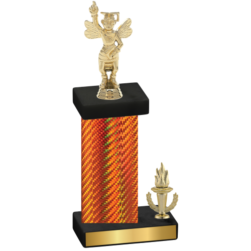 Accented Single Orange Carbon Fiber Victory Academics Trophy