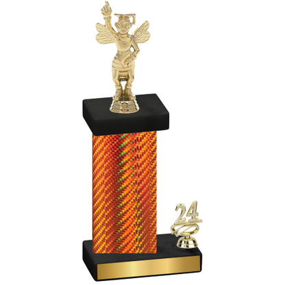 Accented Single Orange Carbon Fiber Year Academics Trophy