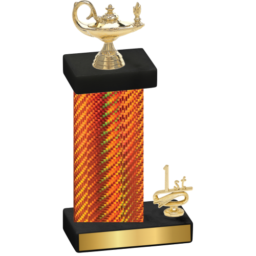 Accented Single Orange Carbon Fiber First Place Academics Trophy