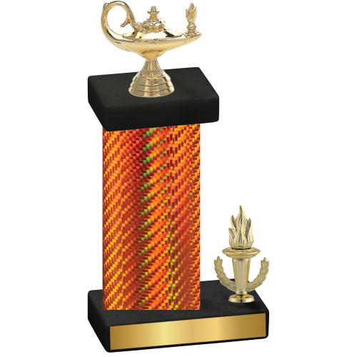 Accented Single Orange Carbon Fiber Victory Academics Trophy