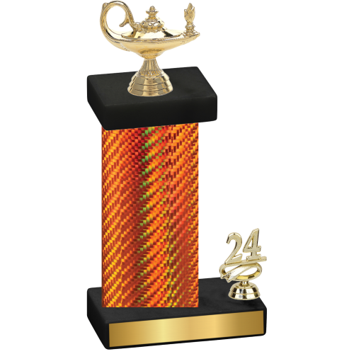 Accented Single Orange Carbon Fiber Year Academics Trophy