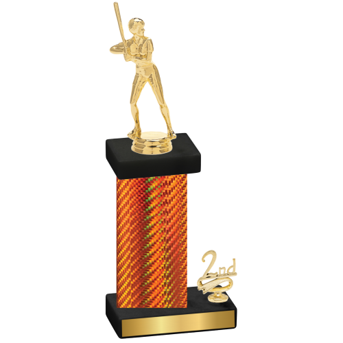 Accented Single Orange Carbon Fiber Second Place Softball Trophy