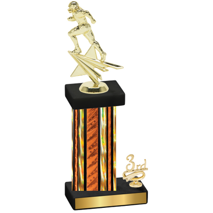 Accented Single Orange Glacier Third Place Football Trophy