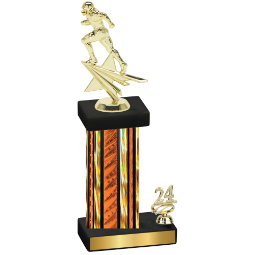 Accented Single Orange Glacier Year Football Trophy