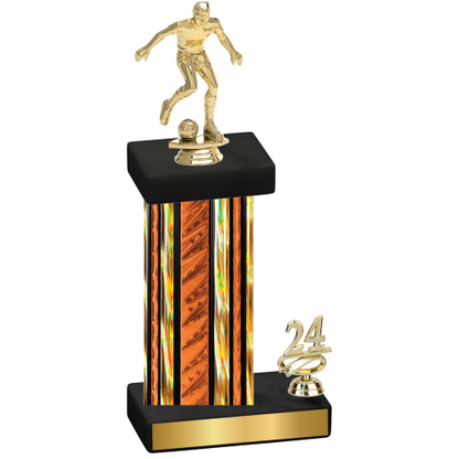 Accented Single Orange Glacier Year Soccer Trophy