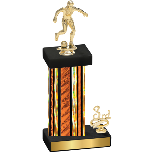 Accented Single Orange Glacier Third Place Soccer Trophy