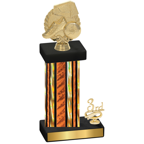 Accented Single Orange Glacier Third Place Soccer Trophy