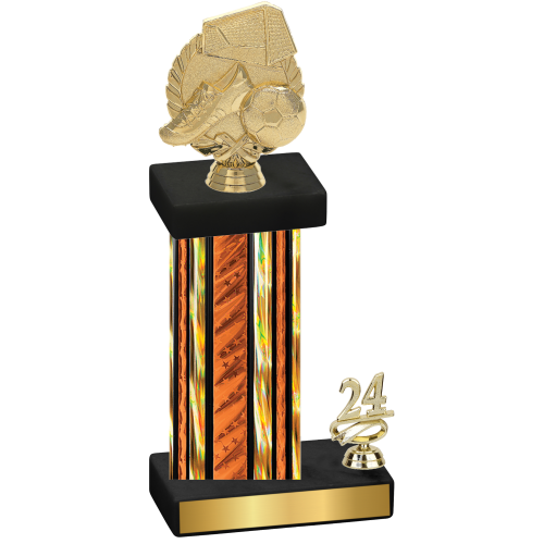 Accented Single Orange Glacier Year Soccer Trophy