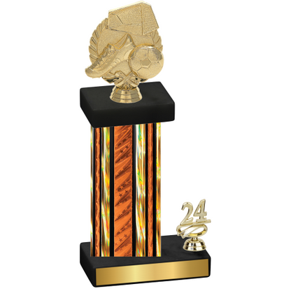 Accented Single Orange Glacier Year Soccer Trophy