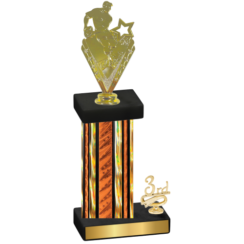 Accented Single Orange Glacier Third Place Rugby Trophy