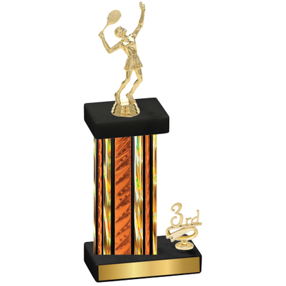 Accented Single Orange Glacier Third Place Tennis Trophy
